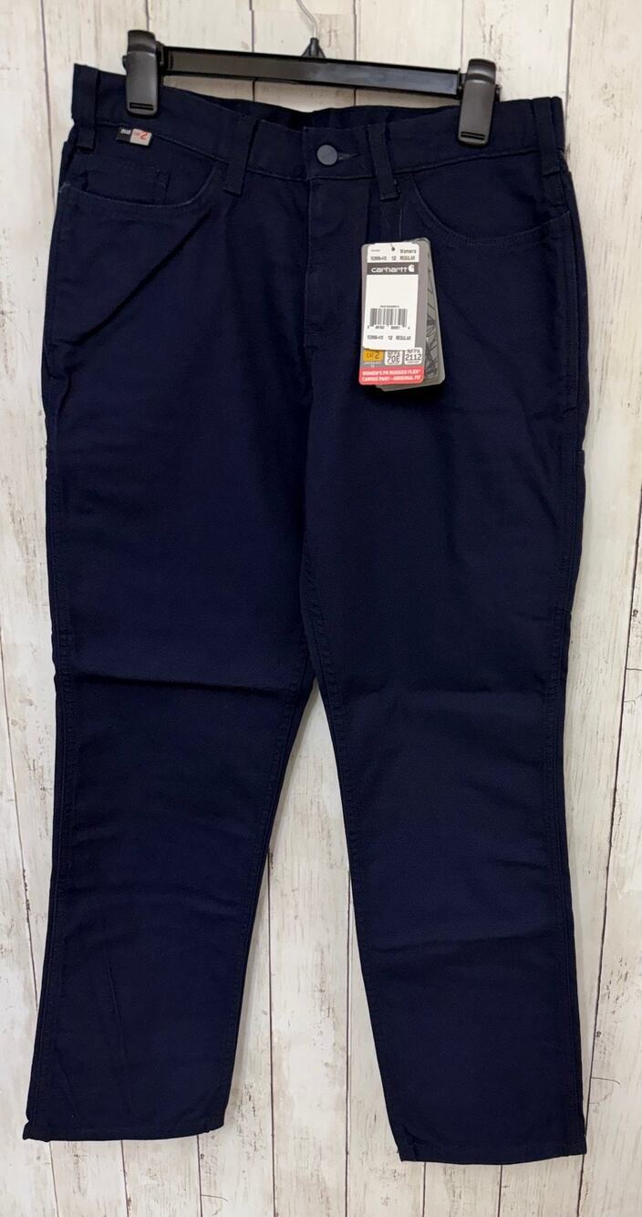 Carhartt Womens FR Flame Resistant Work Pants 12 Reg Navy Blue Rugged Flex